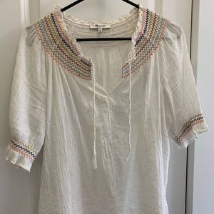 Madewell rainbow smocked peasant top